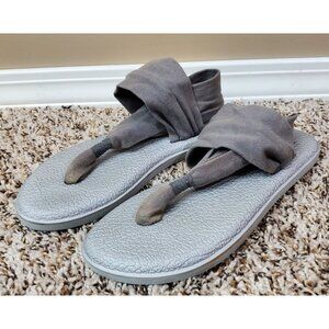 Women's Gray Strappy Sanuk Yoga Sling Gladiator Sandals, Size 6
